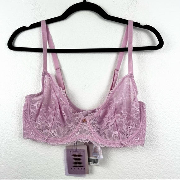 SAVAGE X FENTY Floral Lace Unlined Bra in Unicorn Lavender Pink, Size 36D, NWT! - Picture 5 of 7